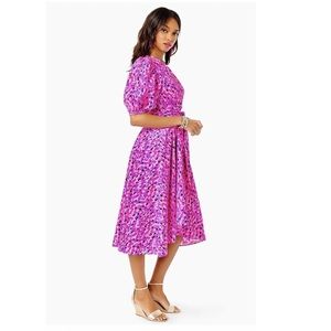 Lilly Pulitzer Juney Midi Dress in Wild Fuchsia Spotted In Love Size 6 NWT
